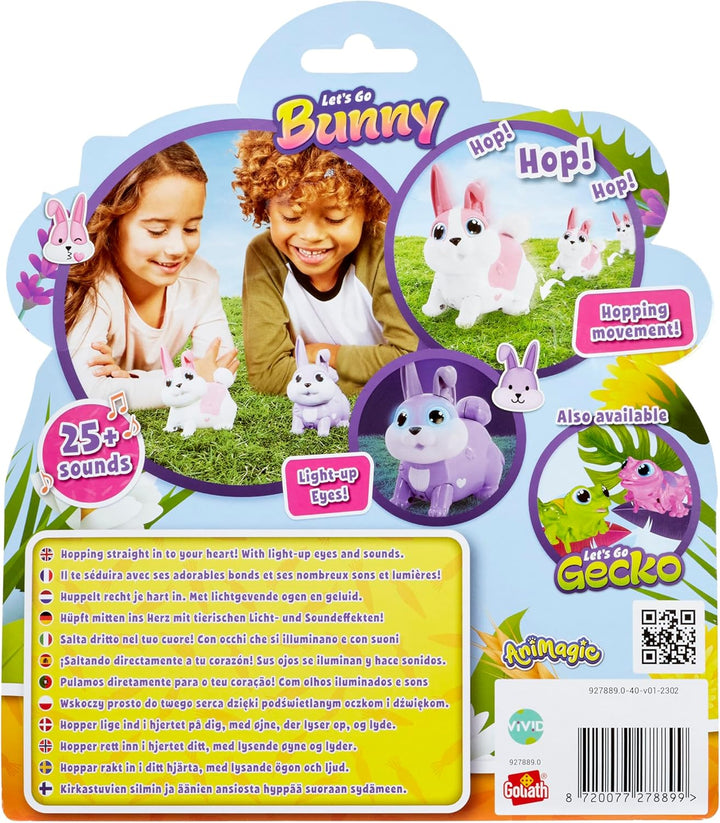 Animagic Let's Go Bunny Pink, Spielzeug für Kinder ab 5 Jahren, Interaktives Plüschkaninchen Rosa -