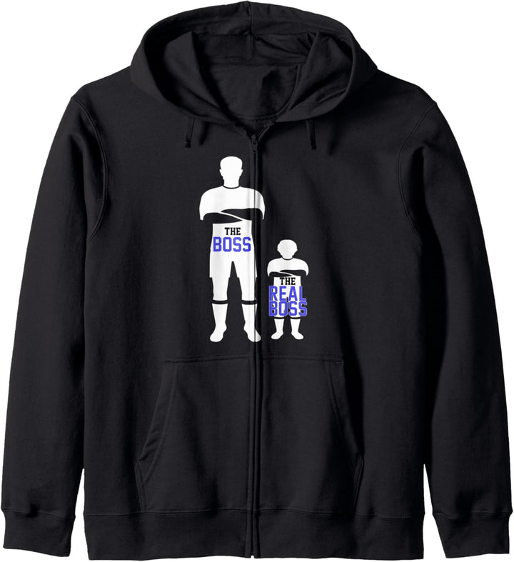 Papatagsgeschenk Herrentagsgeschenk The Real Boss Vater Sohn Kapuzenjacke
