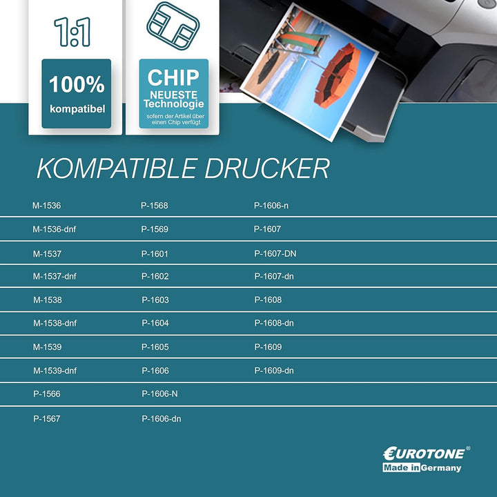 Eurotone 4X kompatibler Toner für HP LaserJet Professional P 1601 ersetzt CE278A 78A 4x Black, 4x Bl