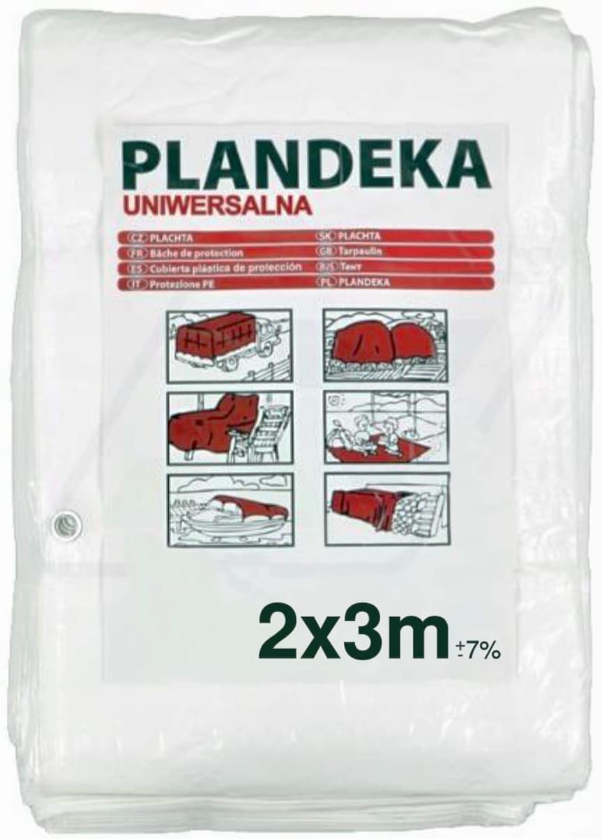 Abdeckplane, wasserdicht, weiss, 55 g/m², mit Metallösen, Schutzplane, Autoabdeckung, Mehrzweckplane