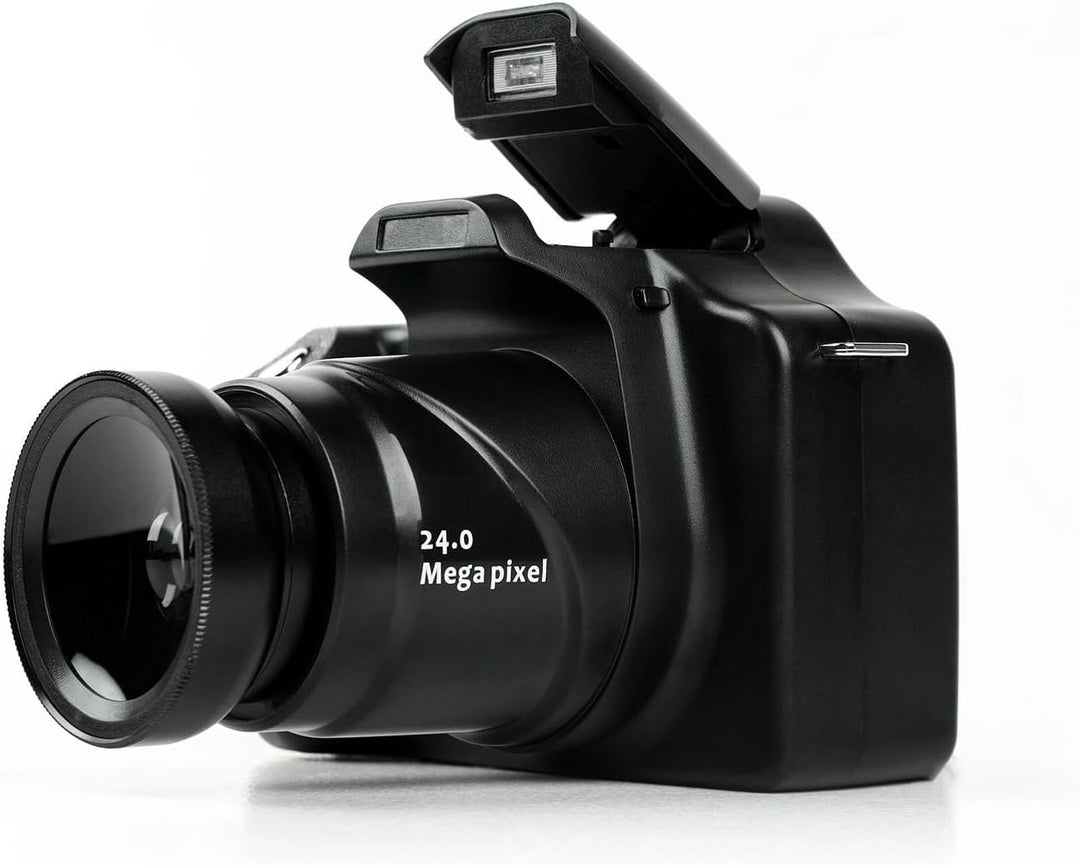 HD-DSLR-Kamera mit 18-fachem Zoom, 3-Zoll-LCD-HD-Bildschirm, CMOS 5 MP, Bis zu 24 MP Sensor, F/2,9 F