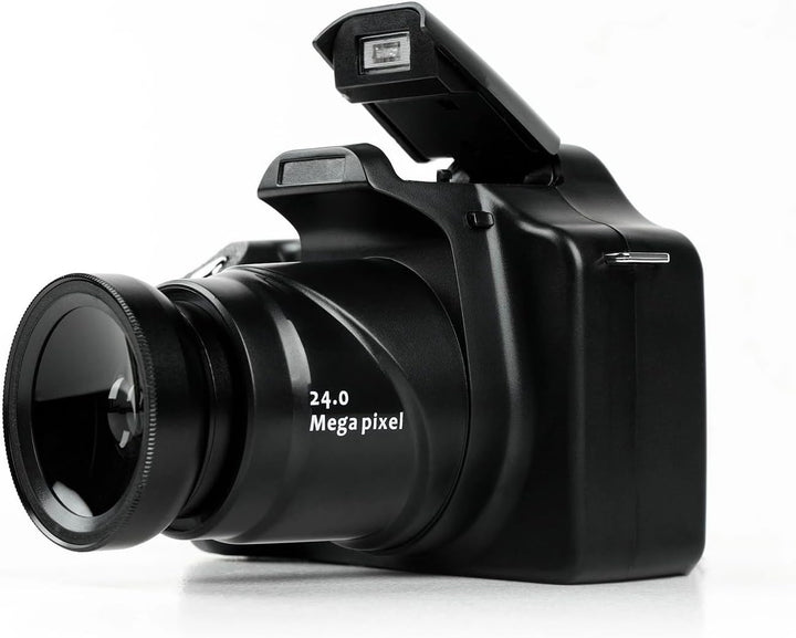 HD-DSLR-Kamera mit 18-fachem Zoom, 3-Zoll-LCD-HD-Bildschirm, CMOS 5 MP, Bis zu 24 MP Sensor, F/2,9 F