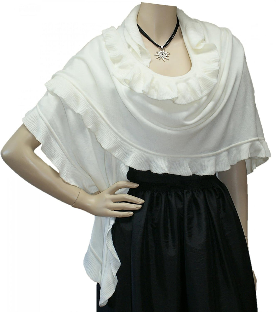 Poncho Cape Trachtentuch Umhang Stola Schultertuch Trachten-Tuch Damen Strickponcho Tracht Strick Tr