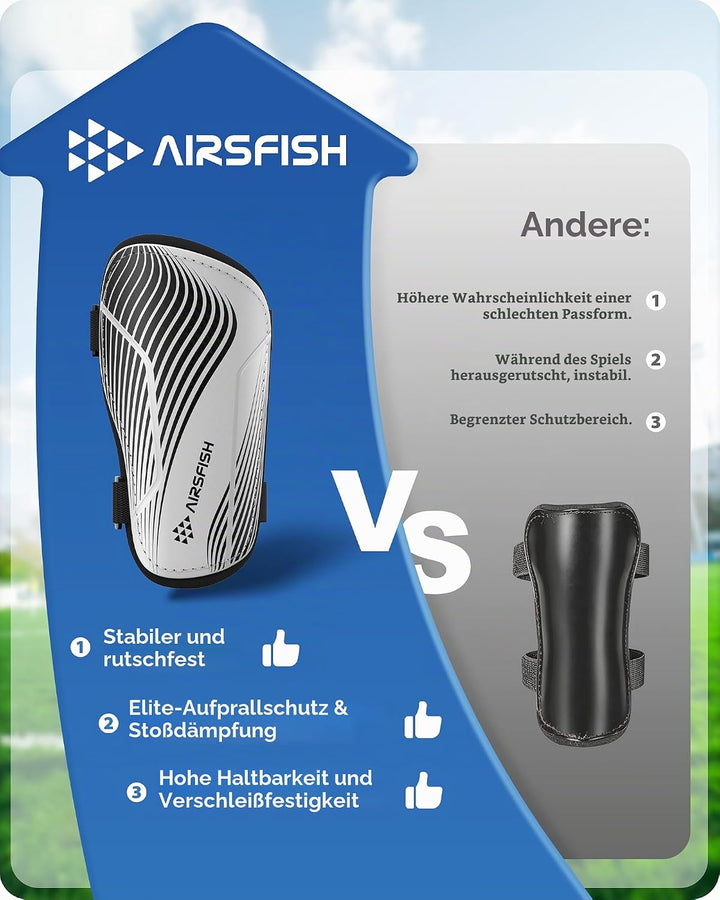 Schienbeinschoner Kinder Fussball Zertifiziert Airsfish Leichte,Langlebige,rutschfeste Schienbeinsch