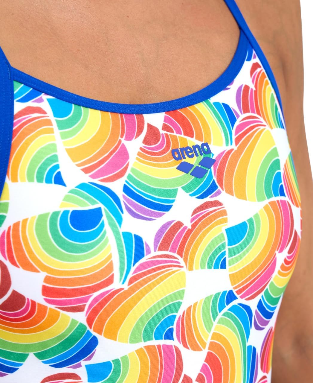 ARENA Damen Women's Pride Swimsuit Super Fly Back One Piece Swimsuit 32 Neon Blue-white Multi, 32 Ne