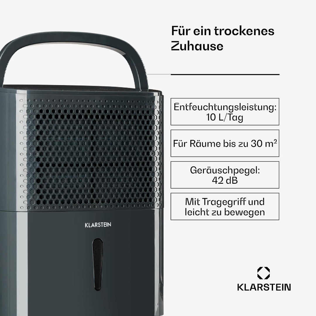 Klarstein Luftentfeuchter &amp; Luftreiniger Elektrisch, 10 L Raumentfeuchter Klein für Wohnung Schlafzi