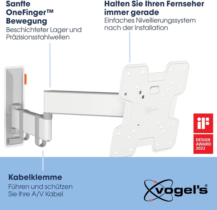 Vogel's Comfort TVM 3245 Hochwertige Schwenkbare TV-Wandhalterung für 19-43 Zoll Fernseher | Bis 15
