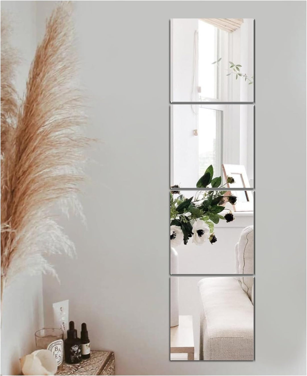 JMITHA Selbstklebende Fliesenspiegel Wandspiegel Spiegelfliesen Selbstklebend HD Glas Spiegel Wandau