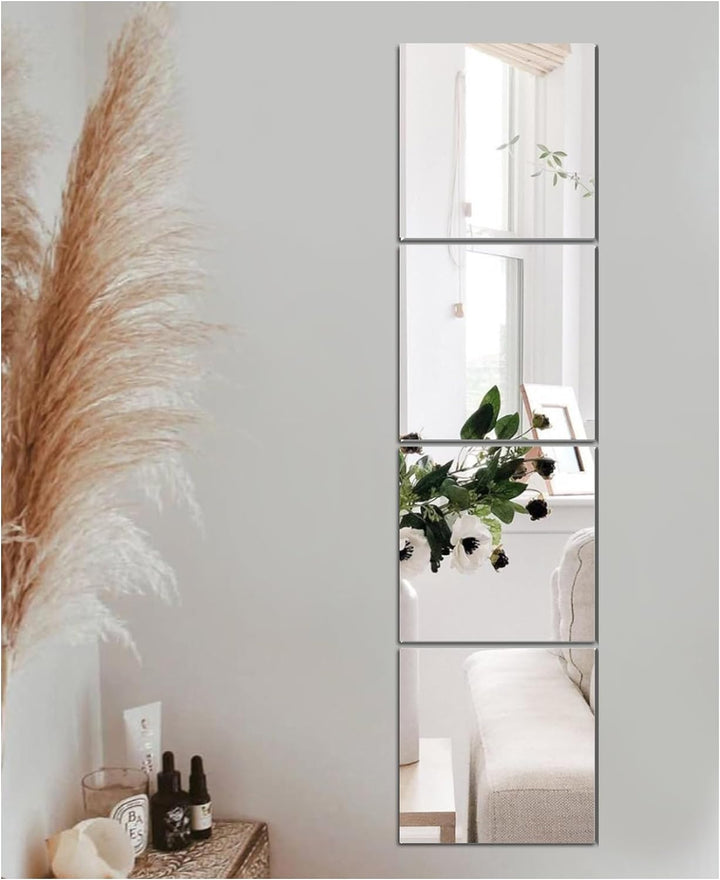 JMITHA Selbstklebende Fliesenspiegel Wandspiegel Spiegelfliesen Selbstklebend HD Glas Spiegel Wandau