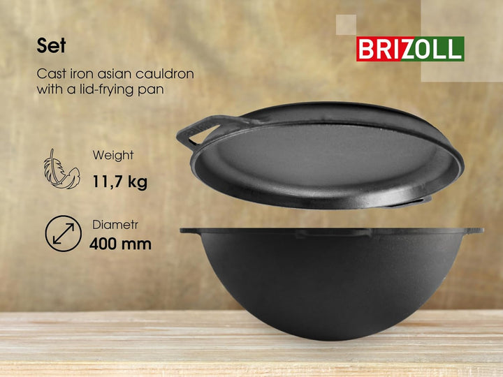 Schwenktopf Kazan aus Gusseisen 15 L (runder Boden) | Kasan Uzbekisch | Cast Iron KESSEL | Camping