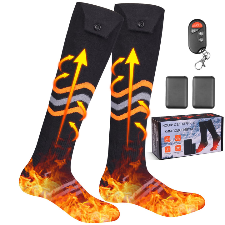 Beheizbare Socken Damen Herren, 2 X 5000mAh/5V Wiederaufladbare Heizsocken Warme Socken Bis zu 65℃ 3