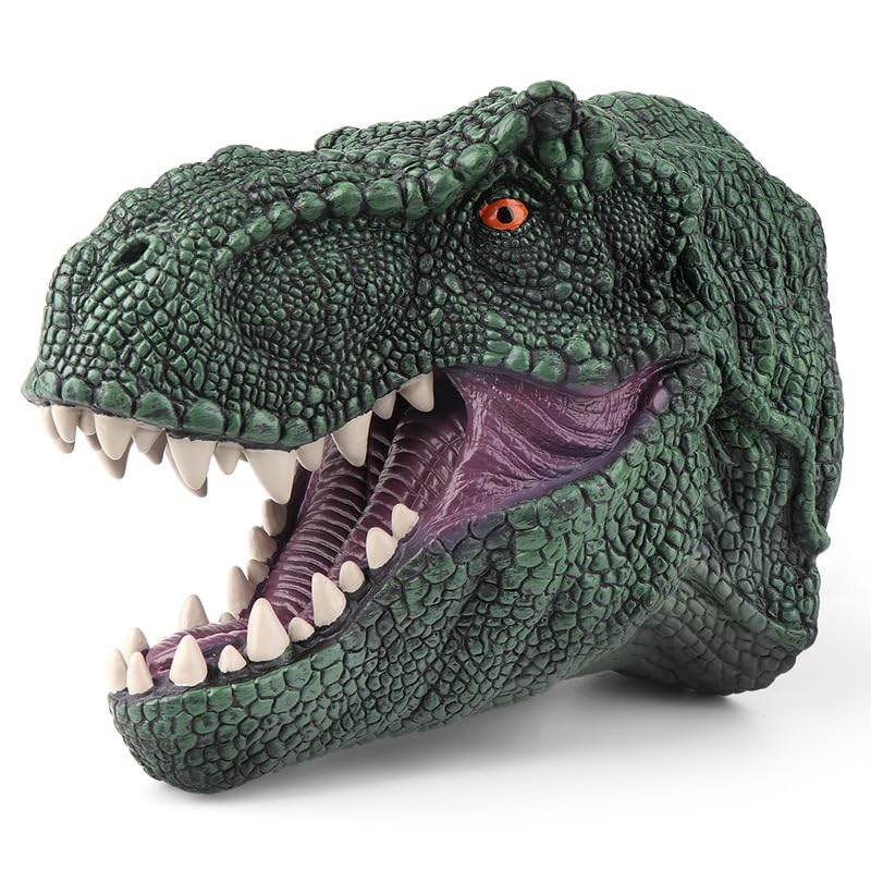 Realistisches Dinosaurier Handpuppe Kopf – T-Rex Puppenspielzeug aus Gummi für Kinder & Erwachsene –