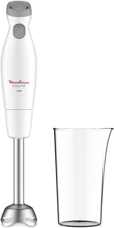 Moulinex Easychef DD4511 Stabmixer, 450 W, 2 Geschwindigkeiten, Zelkrom-Klingen, Weiss Weiss / Rostr