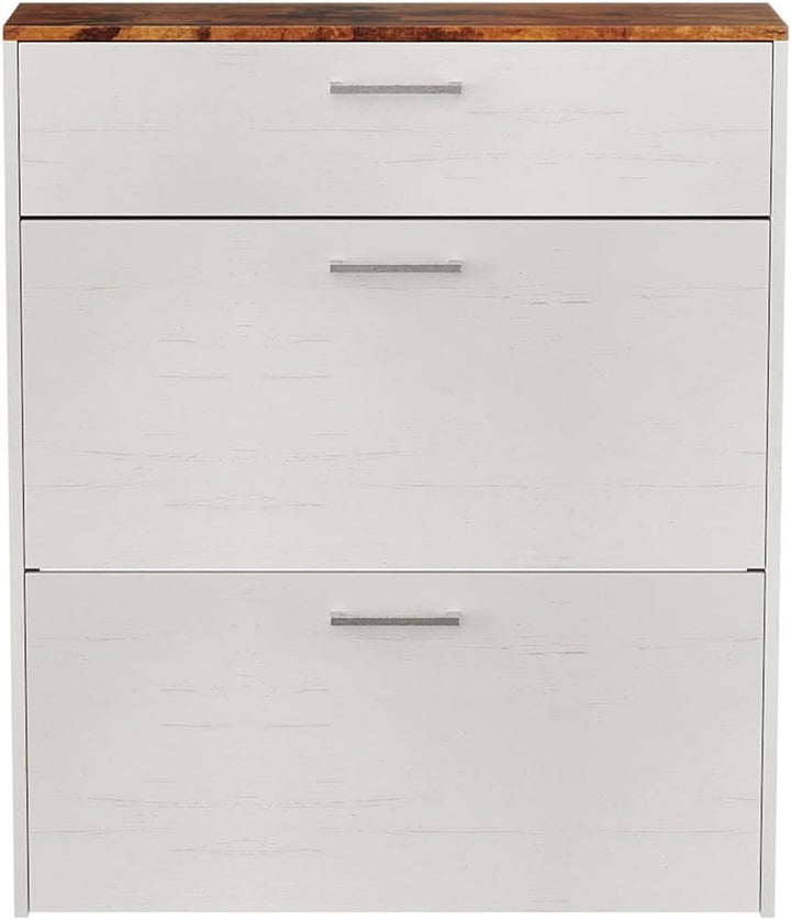 LEADZM Schuhschrank Schmal,Schuhkipper mit 2 Flip-Schubladen Schuhregal mit 1 Schubladen für den Ein