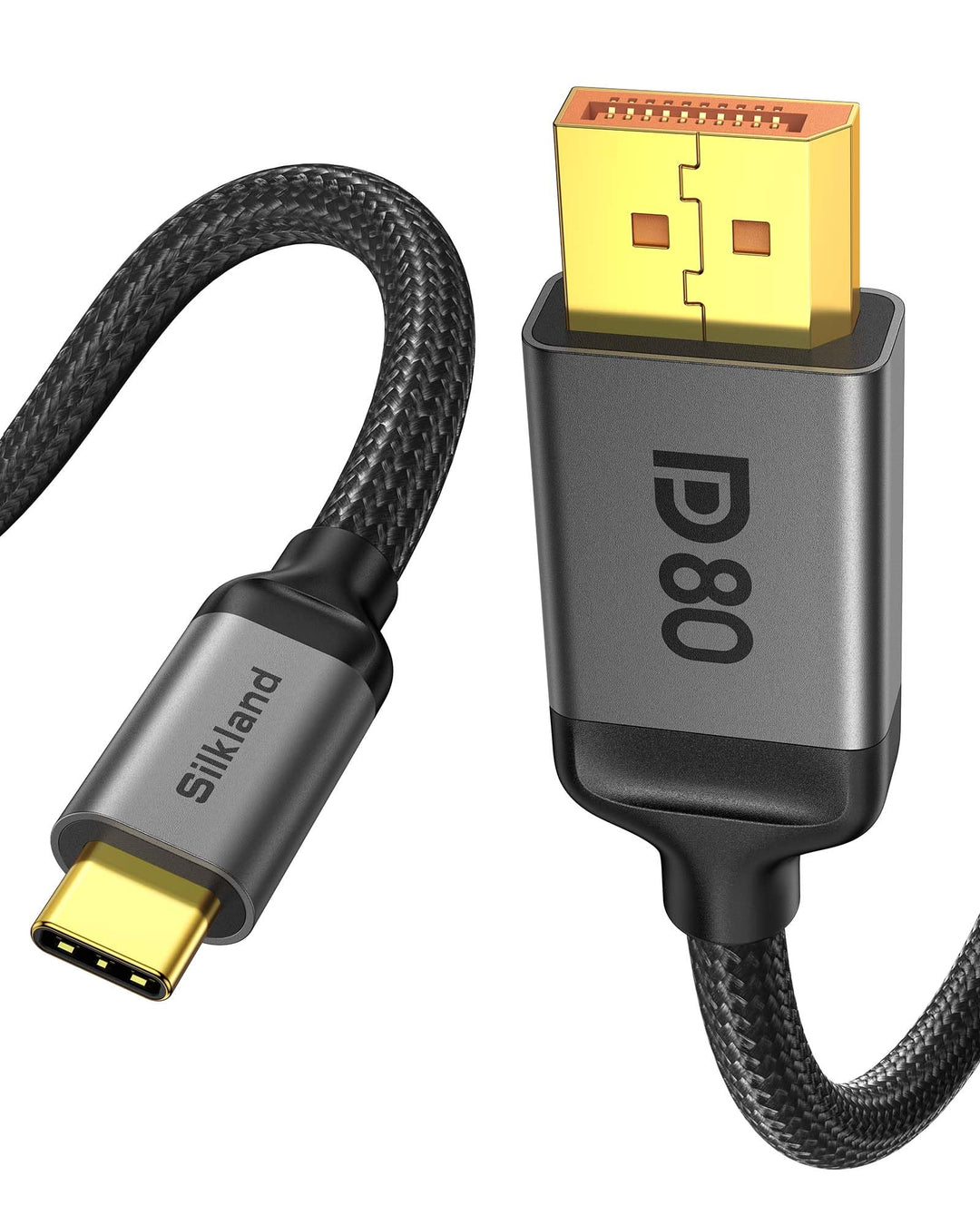 Silkland 80Gbps USB C DisplayPort 2.1 Kabel 2M [16K@60Hz, 8K@240Hz, 4K@960Hz], Unidirektional Thunde