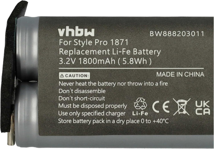 vhbw Akku kompatibel mit Moser 1871-0071 Haarschneidemaschine (1800 mAh, 3,2 V, LiFePO4)