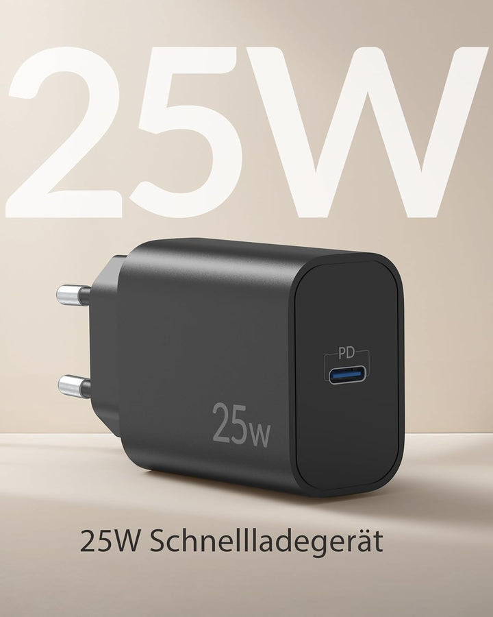 ARCCRA 25W USB C Ladegerät mit USBC Schnellladekabel 2M für Samsung Galaxy S25 S26 S24 S23 S22 S21 U