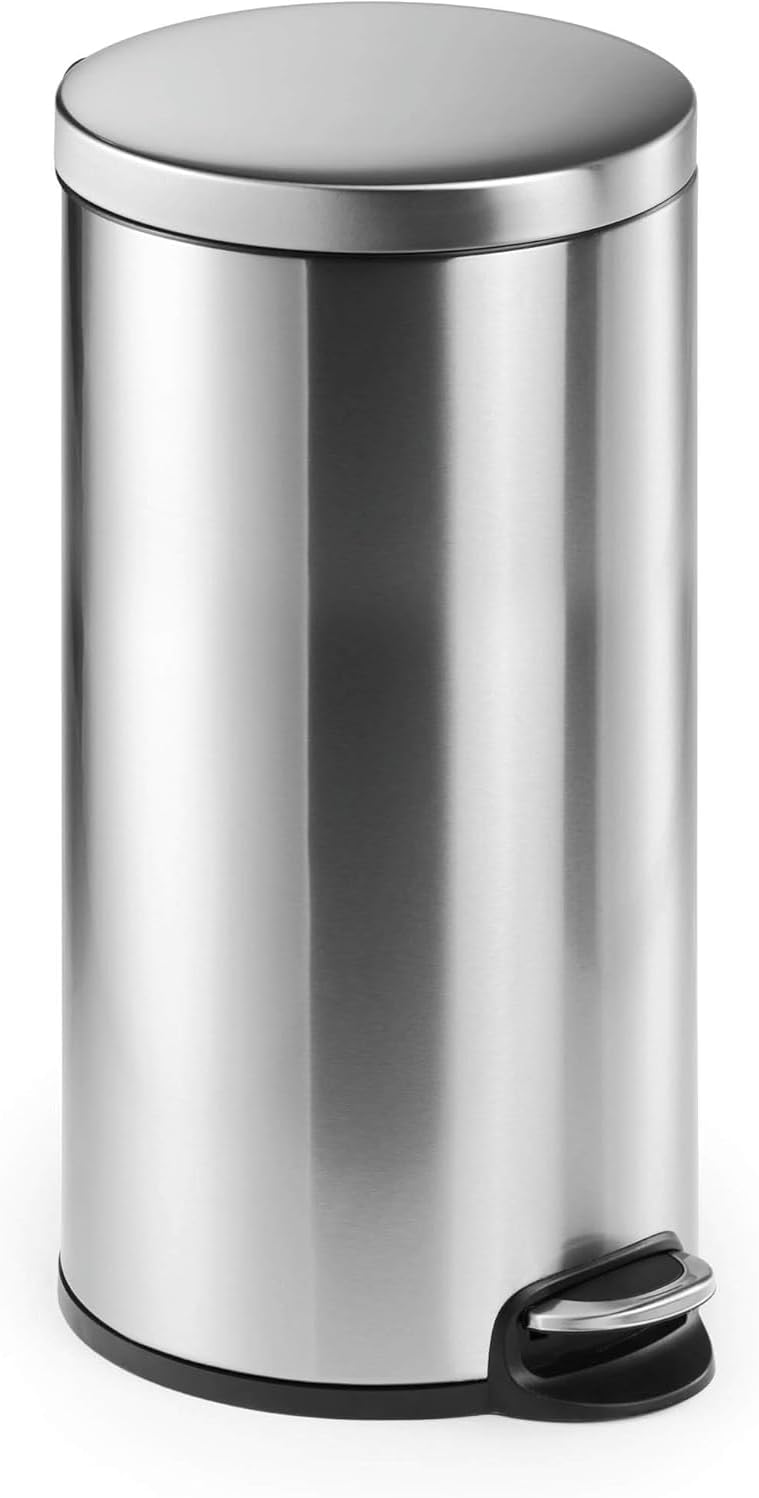 Durable Treteimer Edelstahl rund 30, mit Absenkautomatik und herausnehmbaren Inneneimer 30 L, 1 Stüc