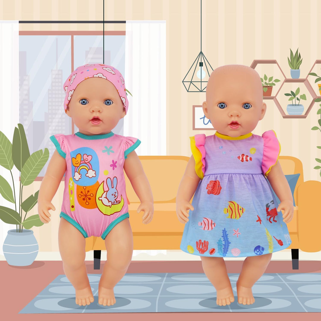 4 Komplette Outfits Puppenkleidung Puppen Set für 33-40 cm und 13-16 Zoll Puppen Enthält Strampler,