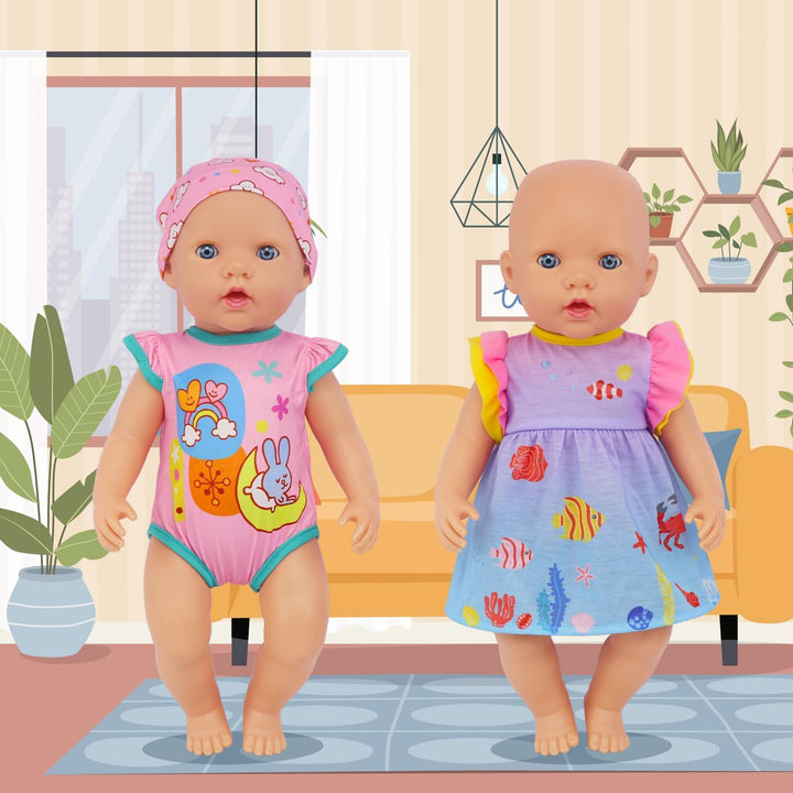 4 Komplette Outfits Puppenkleidung Puppen Set für 33-40 cm und 13-16 Zoll Puppen Enthält Strampler,