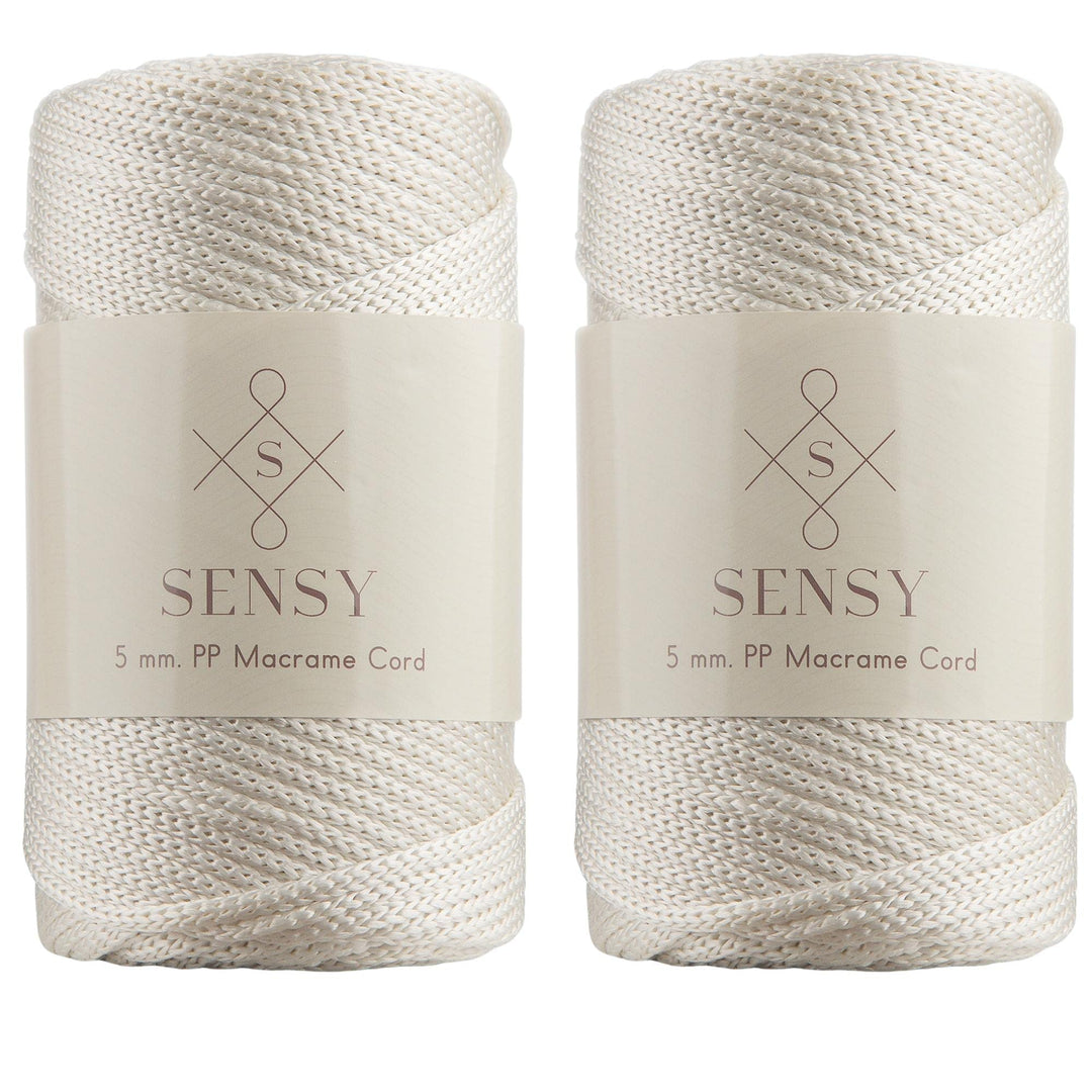 2 Garnstrange Sensy Premium 5 mm 104 Yards Polyesterseil 100% Polypropylen-Kordel Makramee-Kordel 5