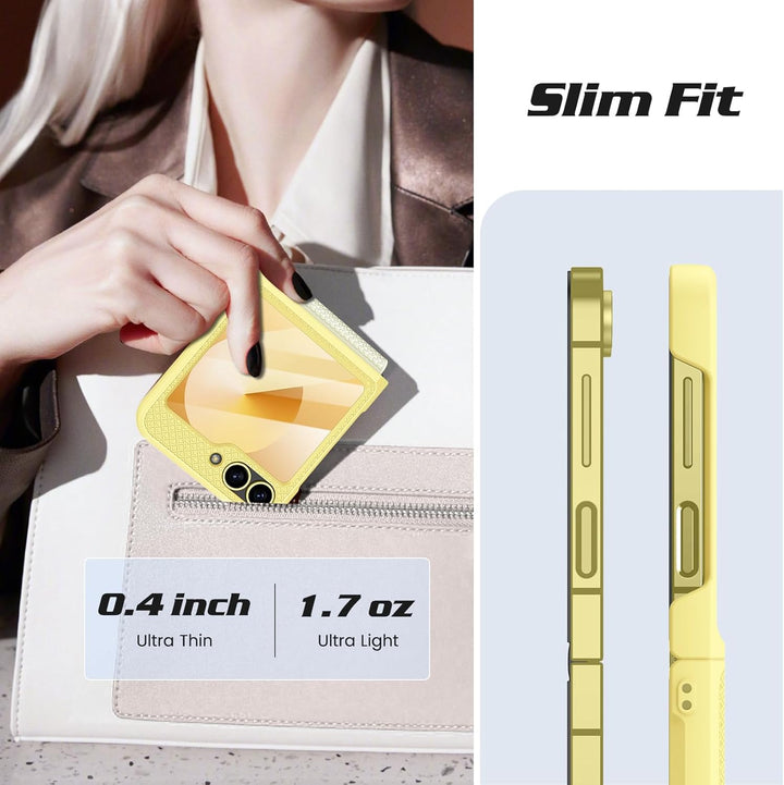 für Samsung Galaxy Flip 6/Z Flip 7 FE Hülle [Not for Flip 7] mit Scharnierschutz & Displayschutzfoli