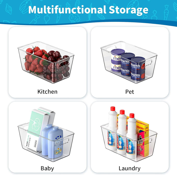 HPYLIF·H Kühlschrank Organizer 6er Set Küche Aufbewahrungsbox mit Griffen, Robust & Durchsichtiger -
