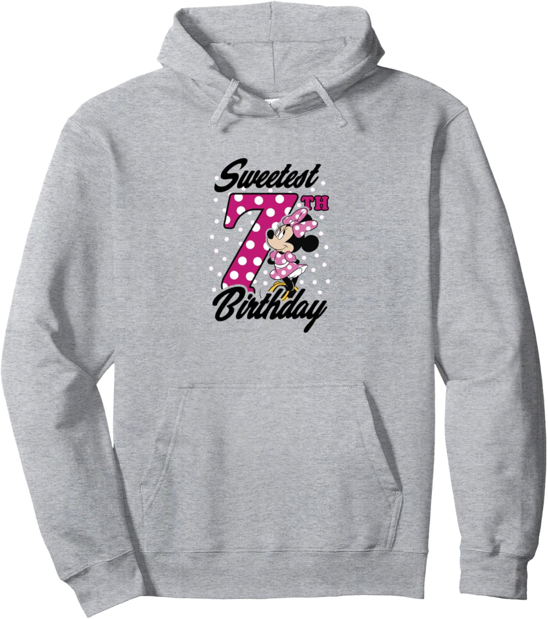 Disney Minnie Mouse Pink Polka Dot Sweetest 7th Birthday Pullover Hoodie
