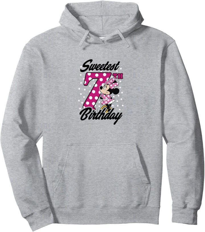 Disney Minnie Mouse Pink Polka Dot Sweetest 7th Birthday Pullover Hoodie