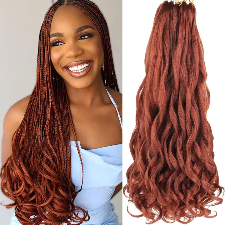 Xtrend 22 Inch Pre Stretched Bouncy Loose Wavy Braiding Hair 8 Packs Copper Red French Curly Braidin