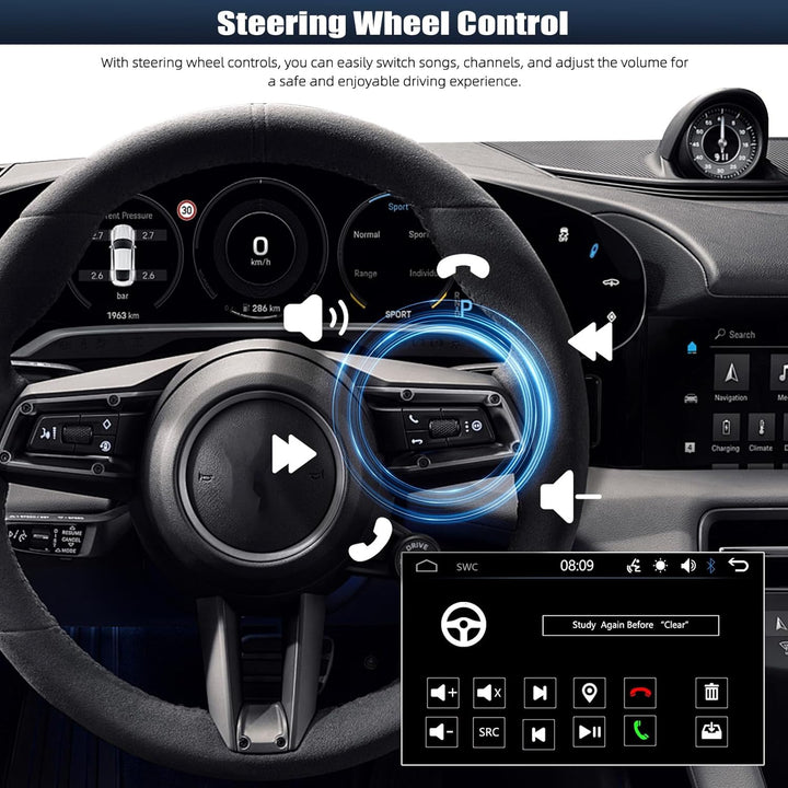 CAMECHO 1 DIN Wireless Carplay Android Auto, 7 Zoll Auto Bildschirm Videoausgang/AUX-IN/FM/TF/Mirror