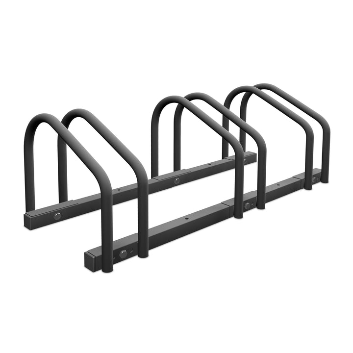 Relaxdays, 3 Fahrräder, Stahl Bodenparker, Reifenbreite 60mm, Abstellständer, Fahrradstand, anthrazi