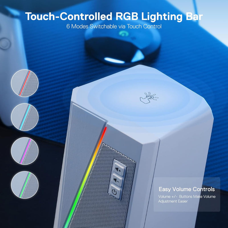Redragon GS520 RGB-Desktop-Lautsprecher, 2.0-Kanal-PC-Stereo-mit 6bunten LED-Modi,verbessertem Klang