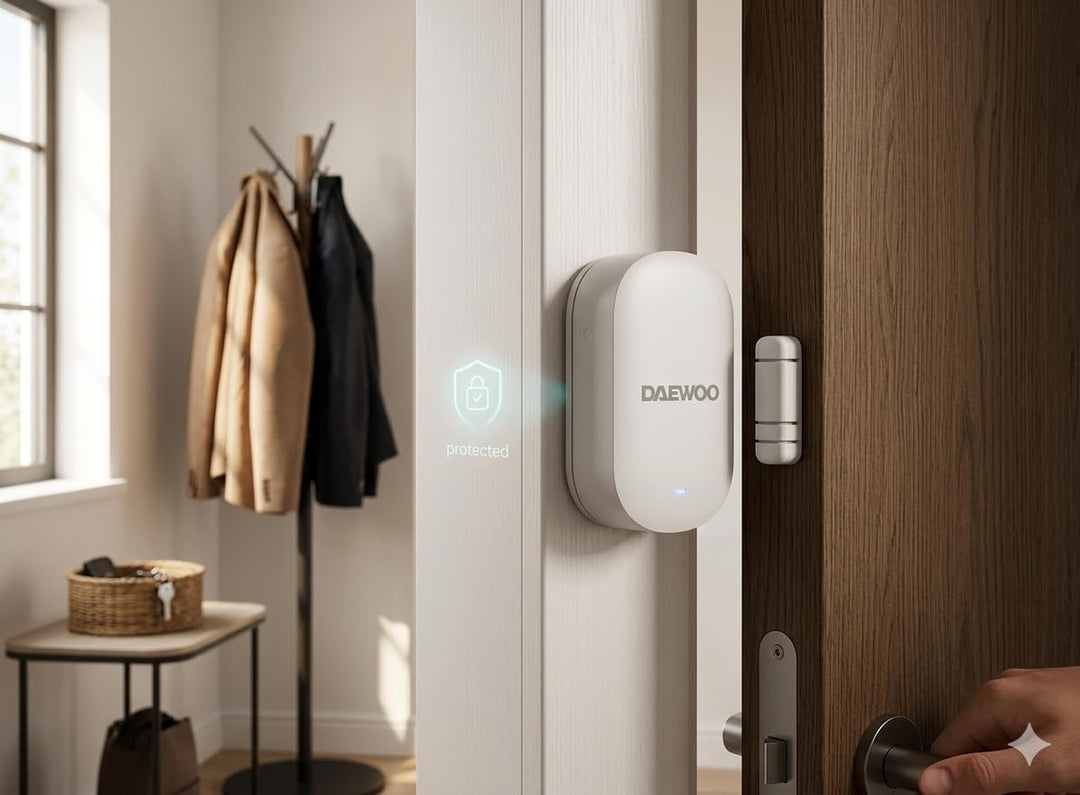 DAEWOO Türschalter WDS501 für DAEWOO SA501 Alarme, 868 MHz Technologie, kommt mit Halterung für Vers