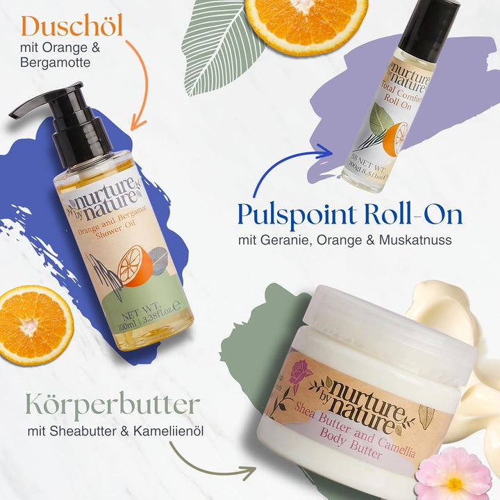 Nurture by Nature | Geschenk-Set Moment for Mama | Geschenke für Mama | Körperbutter, Duschöl, äther