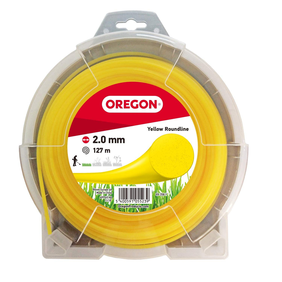 Oregon Gelber Mähfaden 2mm mit rundem Querschnitt, für Rasentrimmer und Freischneider, professionell