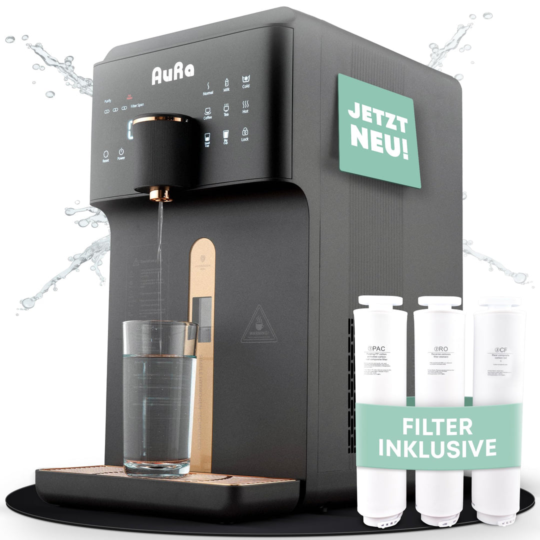 AuRa Osmoseanlage Trinkwasser [Ohne Tank] - Platzsparender Wasserfilter für reines Wasser, Heisswass