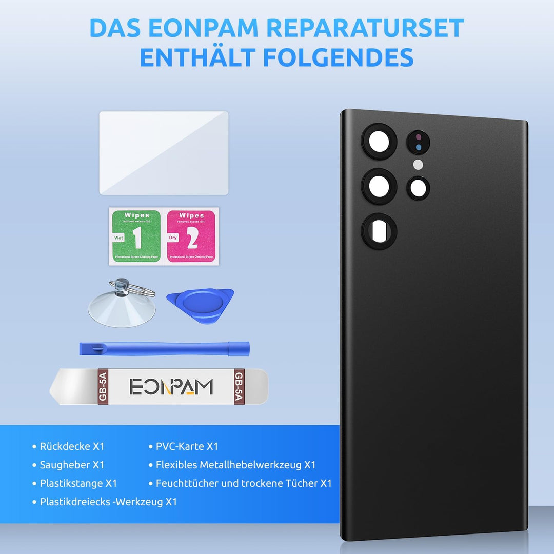 Eonpam Akkudeckel für Samsung Galaxy S22 Ultra 5G S908 Rückseite Glas Original Backcover Back Glas E