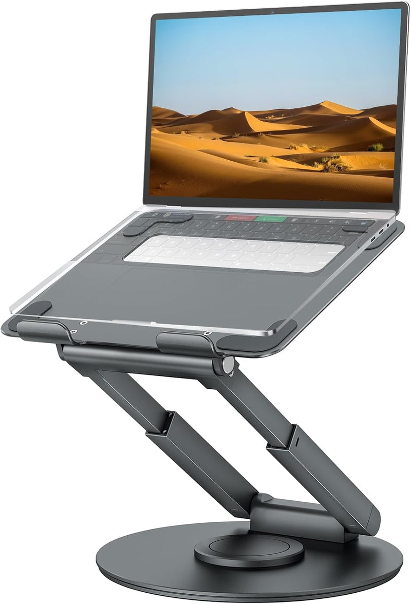 Laptop Ständer Höhenverstellbar mit 360° Drehbarer Basis, Ergonomisch Laptopständer, Laptop Erhoehun