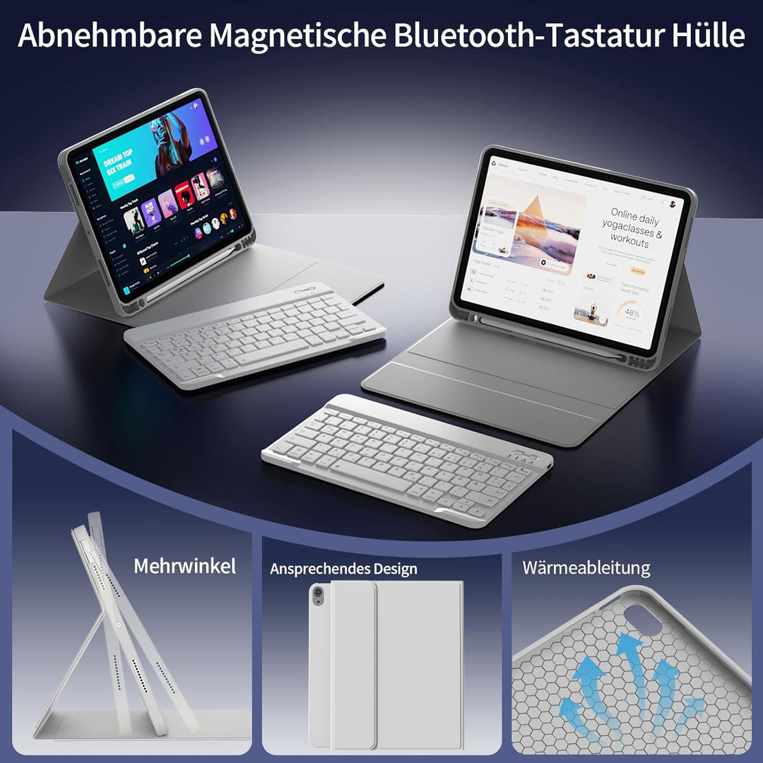 Hülle mit Tastatur für iPad Air 11 Zoll 2026/2025/2024, für iPad Air 10,9 2022/2020 5./4. Generation