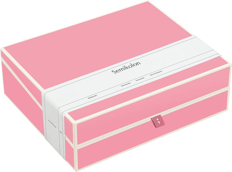 Semikolon 364103 Dokumentenbox – Aufbewahrungs-Box für Dokumente A4 – 31,5 x 26 x 10 cm – flamingo r