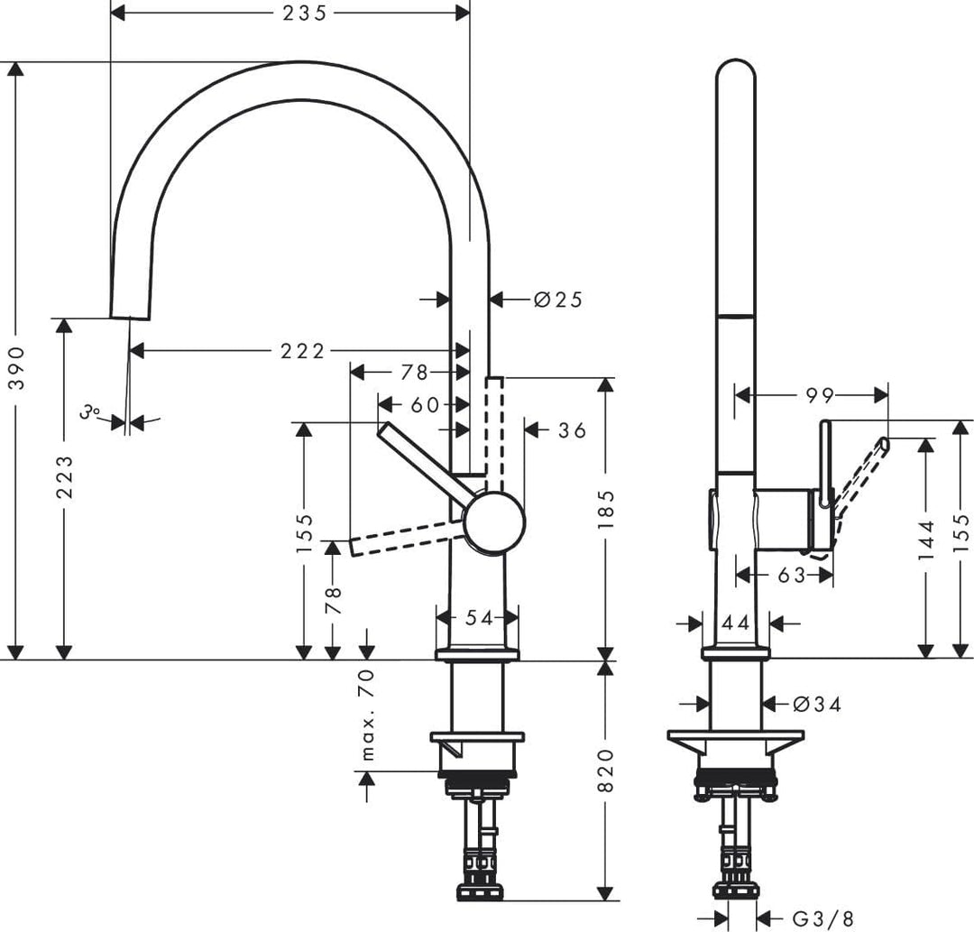 hansgrohe Küchenarmatur Talis M54 (Wasserhahn Küche, 360° schwenkbar, hoher Komfort-Auslauf 220mm, S