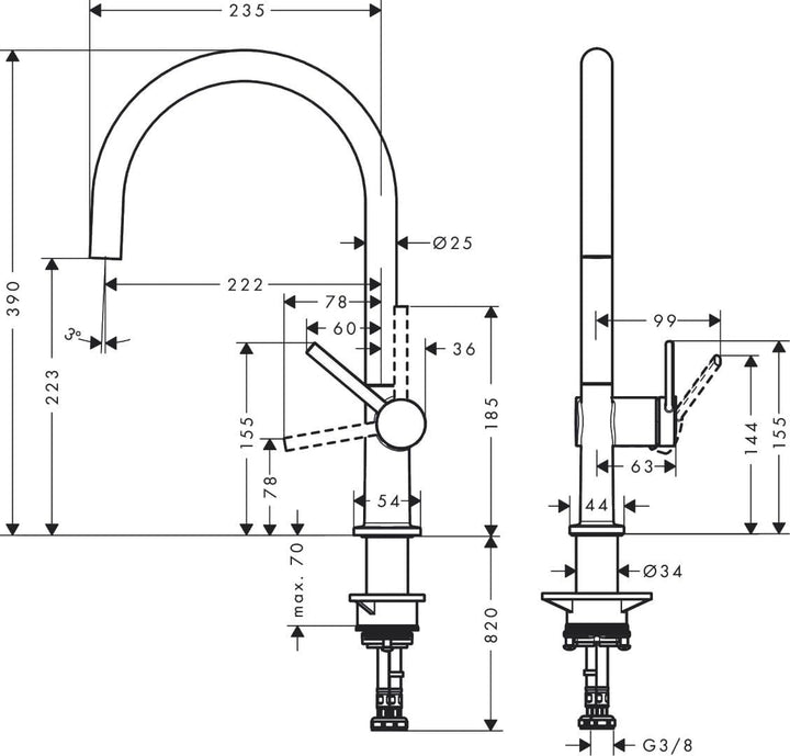 hansgrohe Küchenarmatur Talis M54 (Wasserhahn Küche, 360° schwenkbar, hoher Komfort-Auslauf 220mm, S