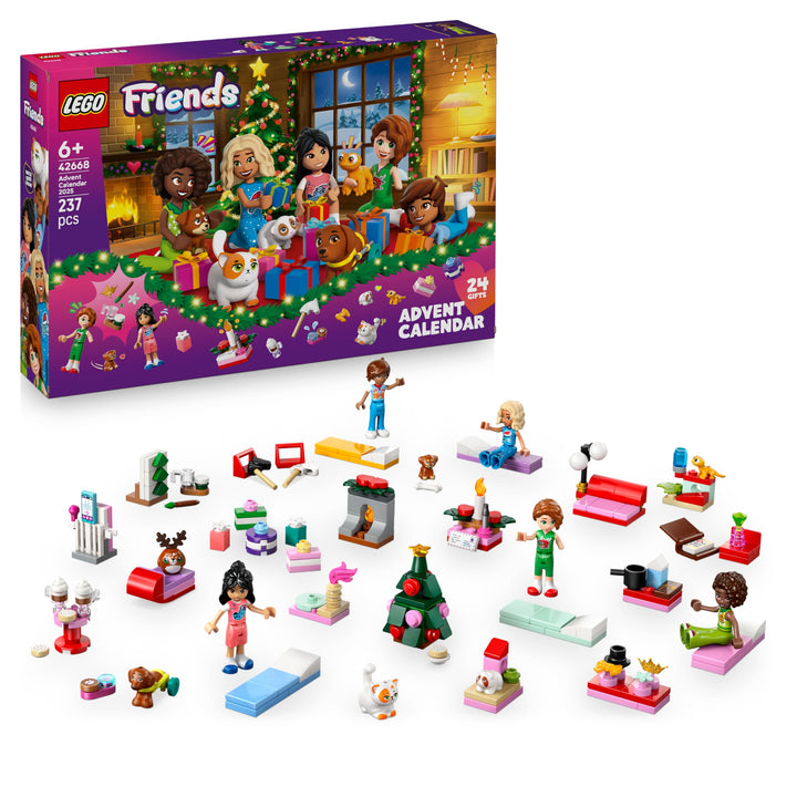 LEGO Friends Adventskalender 2025 - Weihnachten Spielzeug mit 24 Überraschungen inkl. 5 Minifiguren,