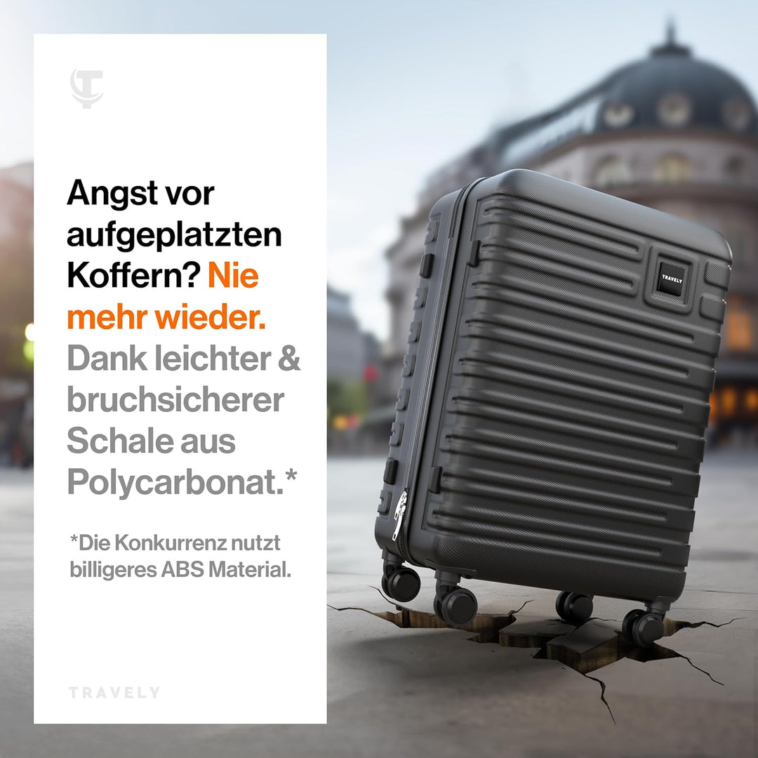 Travely Premium Koffer 24" Jede Menge Platz mit mehr als 75L Volumen, sehr robuster Hartschalen Koff