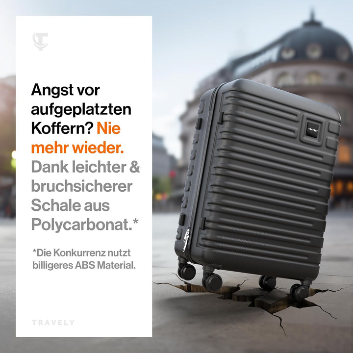 Travely Premium Koffer 24" Jede Menge Platz mit mehr als 75L Volumen, sehr robuster Hartschalen Koff