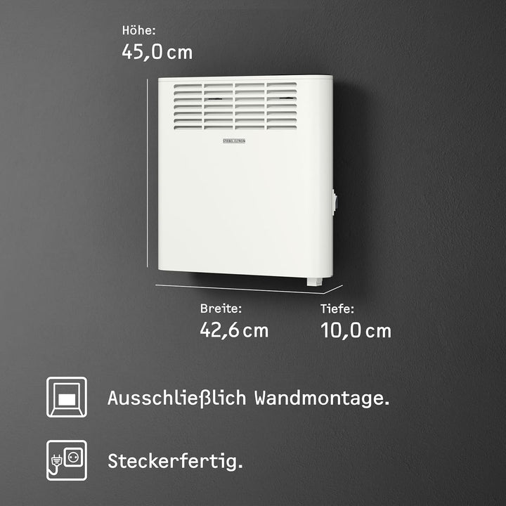 STIEBEL ELTRON Wandkonvektor CNS 1000 Plus LCD, 1 kW für ca. 12 m², TÜV geprüft, LC-Display, Wochent