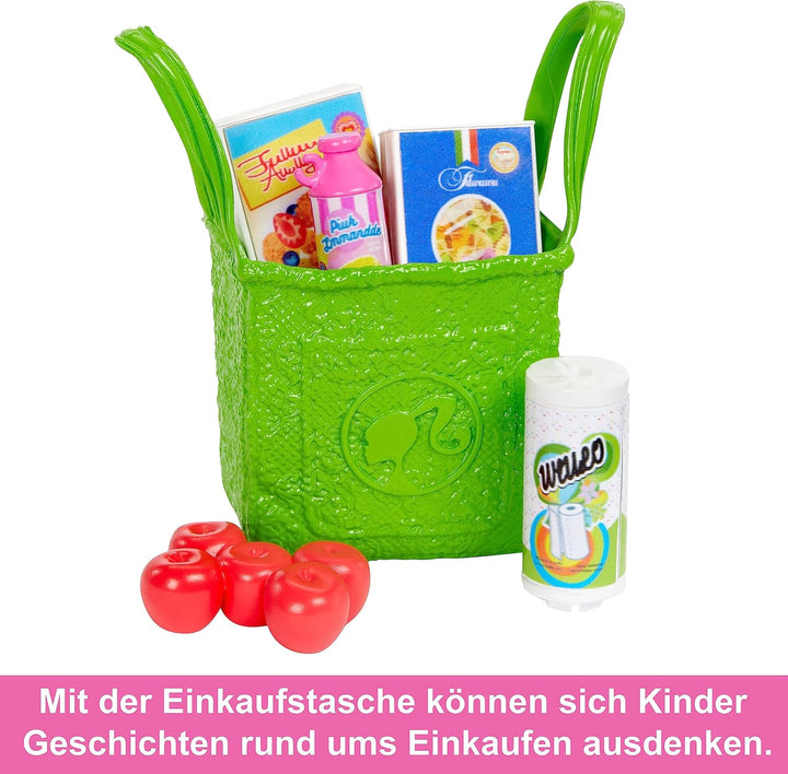 BARBIE Vorratskammer Spielset - Barbie Puppe mit über 25 Teilen und Küchenaccessoires - Perfekt für