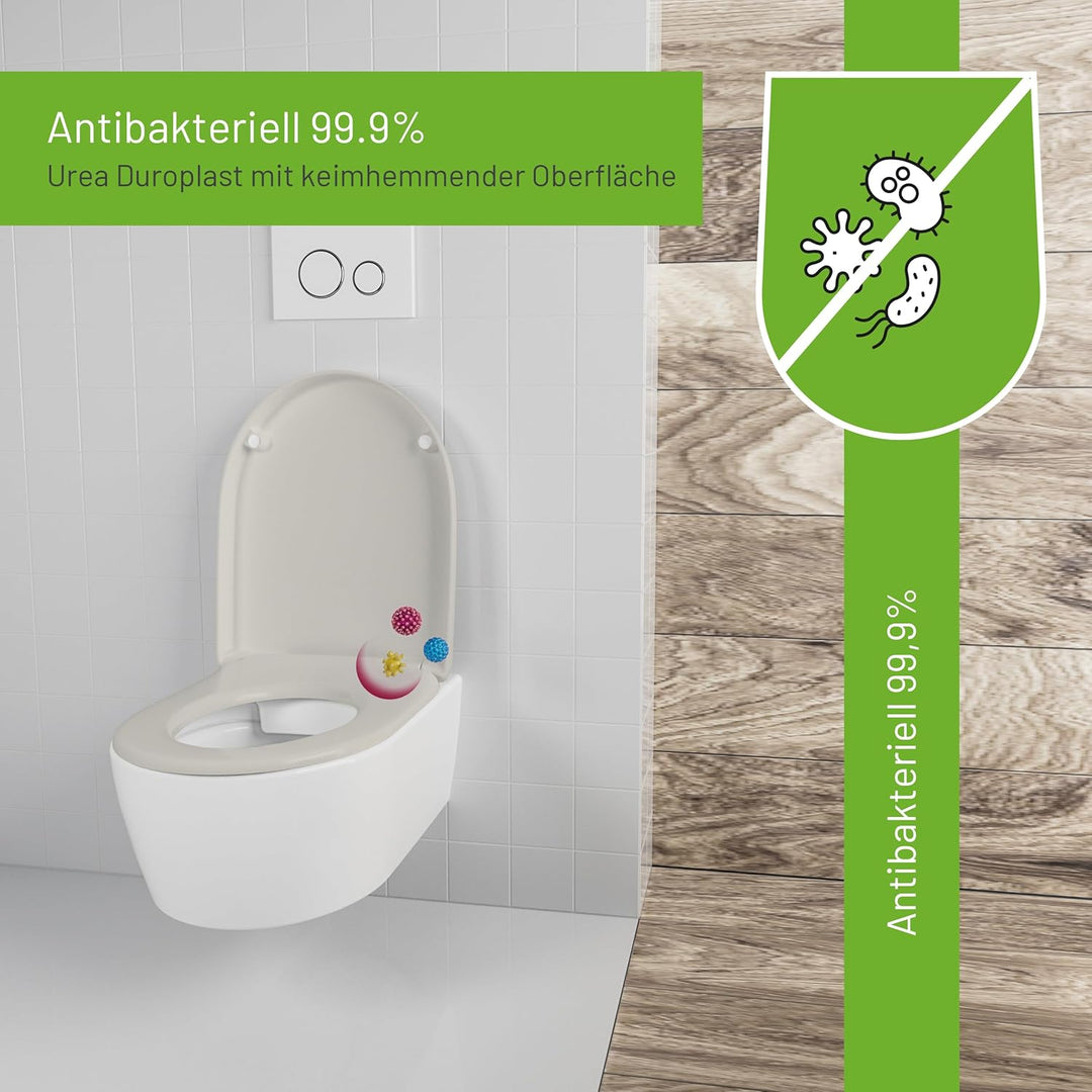 LUVETT® WC-Sitz mit Absenkautomatik D140 D-Form Soft Close® & TakeOff EasyClean Abnahme, hygienisch