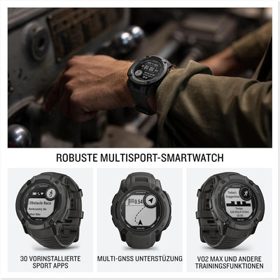 Garmin Instinct 2X Solar – GPS-Smartwatch mit unendlicher Akkulaufzeit im Smartwatch-Modus, über 40